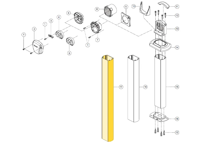 fadini pièce détachée colonnette en aluminium extrudé hauteur 1.200 pour fit 55 55017