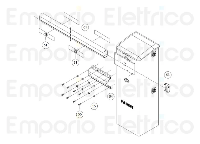 fadini pièce détachée profil tige r532 de 2,10 m en aluminium pour bayt 980 97061  