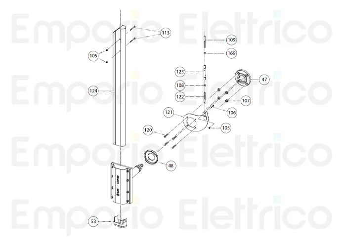 fadini pièce détachée tige r532 en aluminium de 2,10 m pour bayt 980 97124