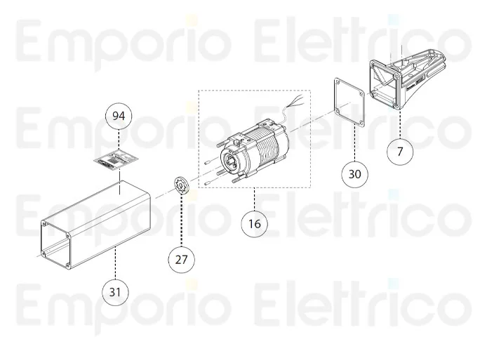 fadini pièce détachée moteur électrique complet avec bouclier pour nupi 66 66116