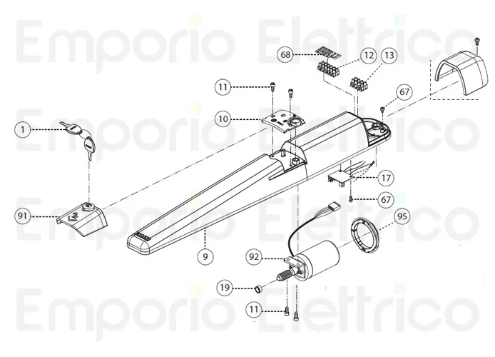 fadini pièce détachée rail du couvercle coulissant pour dardo 424 / 430 43010