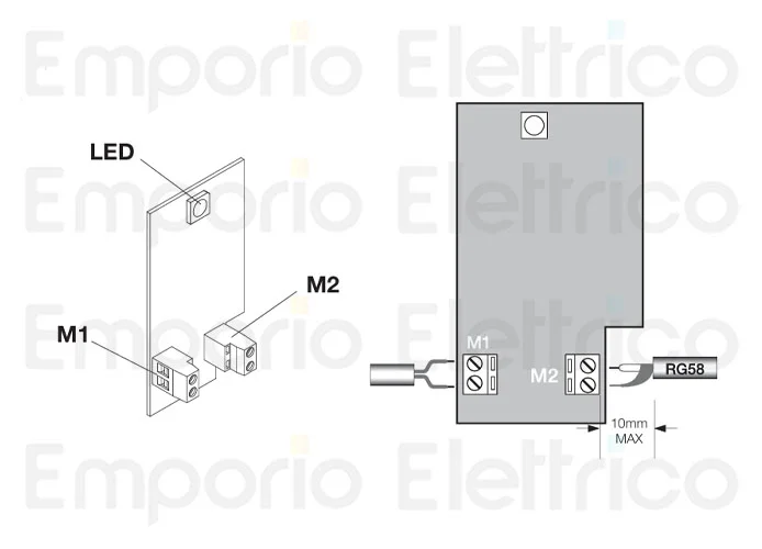 beninca pièce détachée carte x lampy 12-250v clignotant à led 968602527