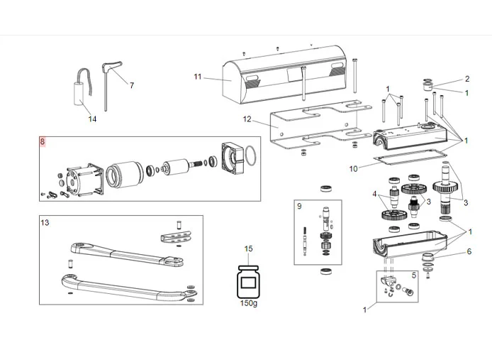 faac pièce détachée moteur 390/550 l/breeze l 230v 63003170