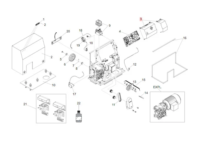 faac ricambio groupe couverture carte e850s 63003209