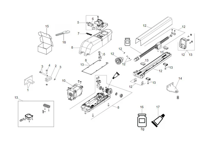 faac page pièce détachées pour moteur 413 24v