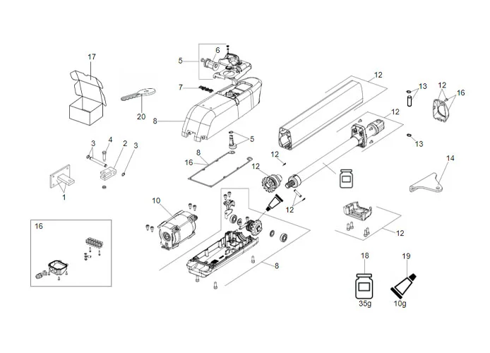 faac page pièce détachées pour moteur 415 24v