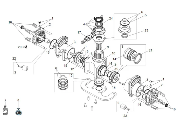 faac page des pièces détachées pour moteurs s700h vérin 100°