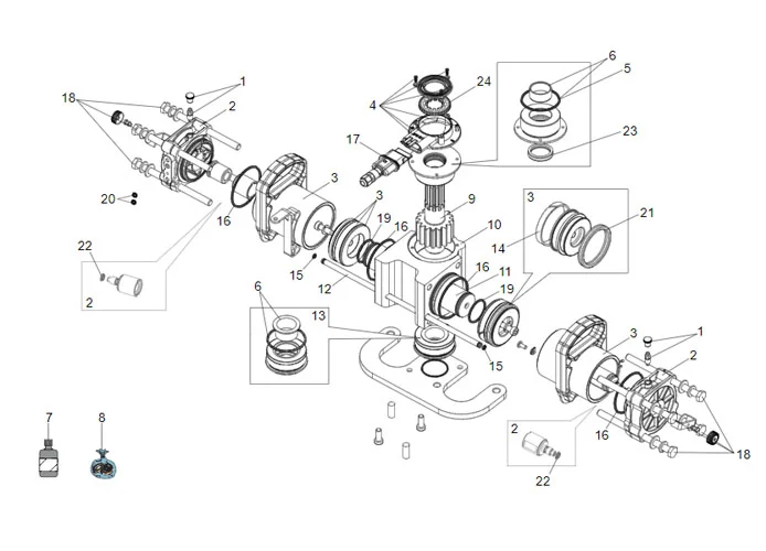 faac page pièces détachées pour moteur s700h vérin 180°