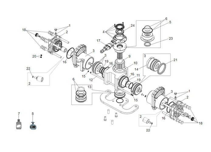 faac page pièces détachées pour moteurs vérin s800h 180°