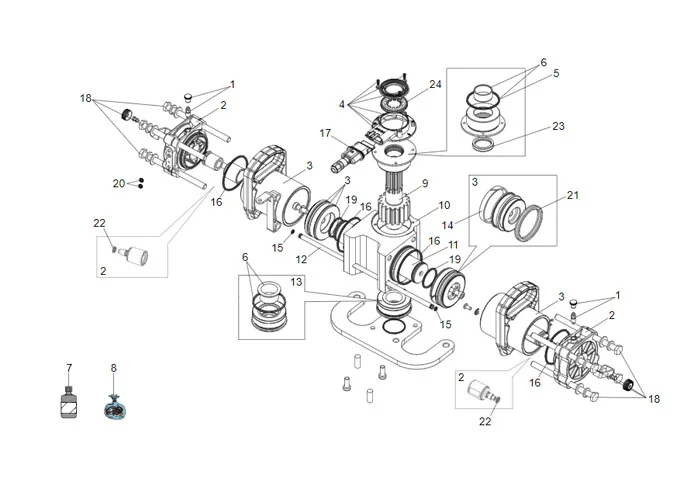 faac page pièces détachées pour moteurs vérin s800h 100°