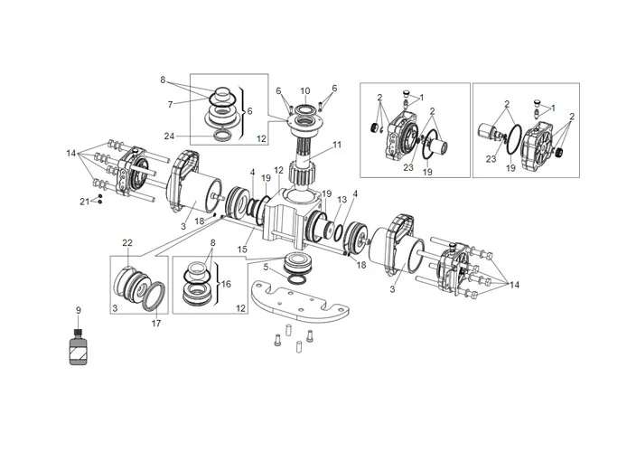 faac page pièces détachées pour moteur vérin s800 100° 