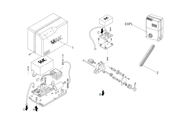 faac page des pièces détachées moteur 820 emc