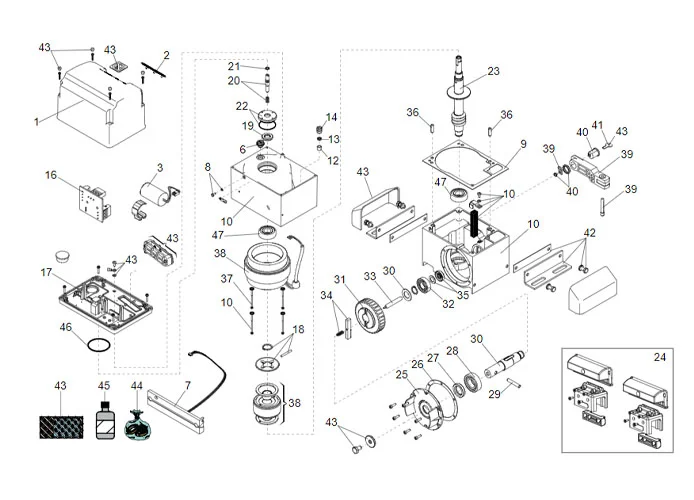 faac page des pièces détachées pour moteur 844 r rev