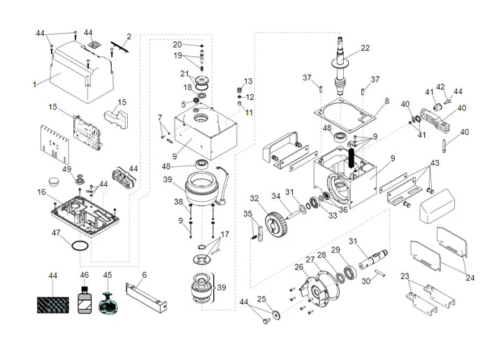 faac page des pièces détachées pour moteur 844 er 3ph