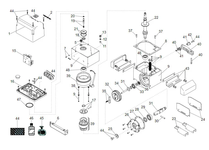 faac page des pièces détachées pour moteur 844 r 3ph 230v