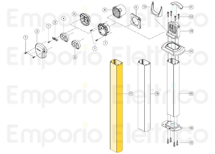 fadini pièce détachée colonnette en aluminium extrudé hauteur 1.200 pour fit 55 55017