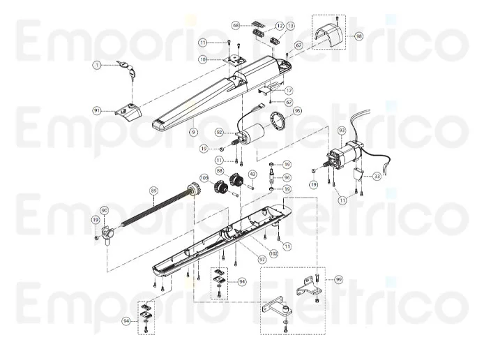 fadini pièce détachée rail du couvercle coulissant pour dardo 424 / 430 43010