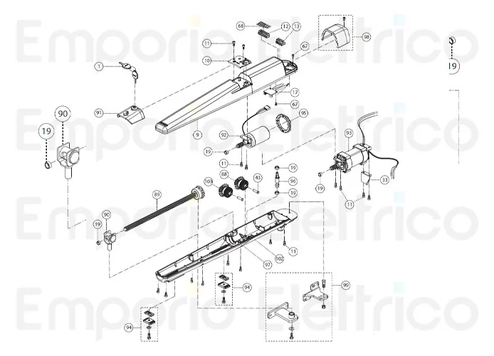 fadini pièce détachée barre roulante complète pour dardo 424 / 430 43089