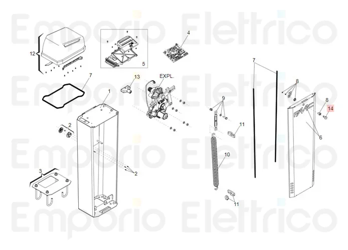 faac pièce détachée clé serrure porte b614 (3 pcs) 63003421