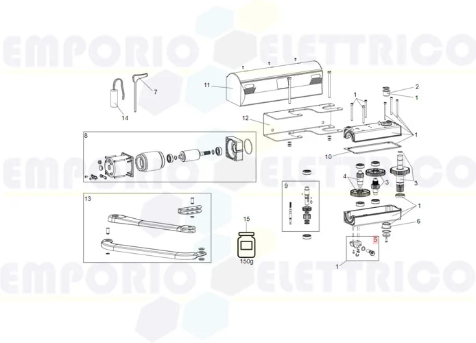 faac pièce détachée déverrouillage 390/550/trigon/breeze 63001855