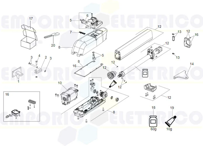 faac page pièce détachées pour moteur 415 24v l