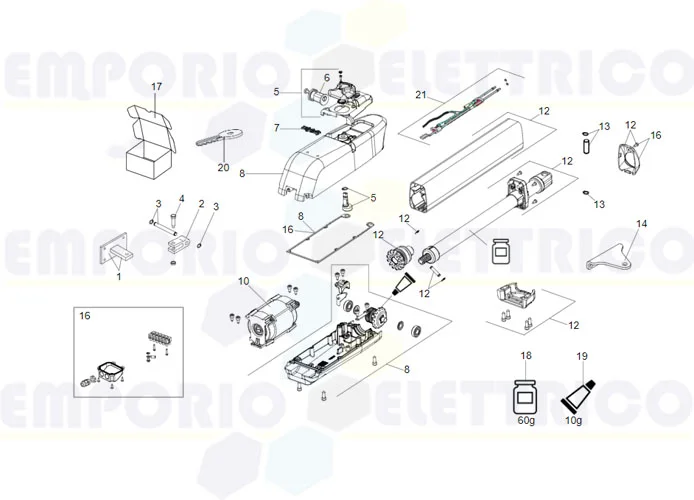 faac page pièce détachées pour moteur 415 24v l ls