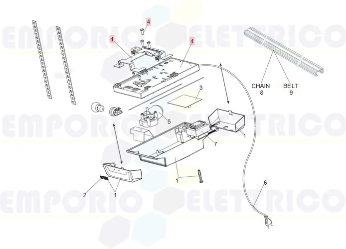 faac pièce détachée base et support de rail d600/d1000 63003357