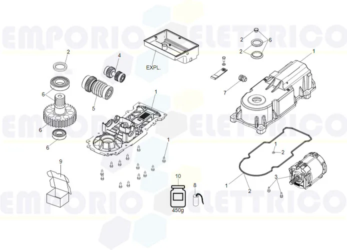 faac page pièces détachées pour moteur 770n 230v