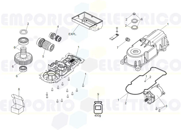 faac page pièces détachées pour moteur 770n 24v