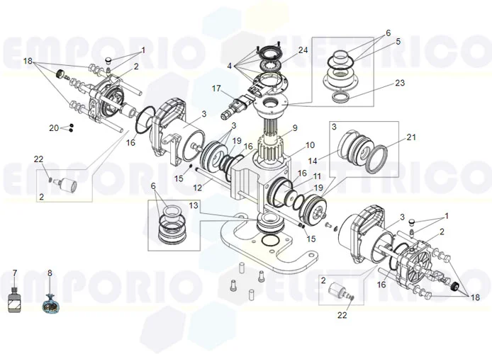 faac page des pièces détachées pour moteurs s700h vérin 100°