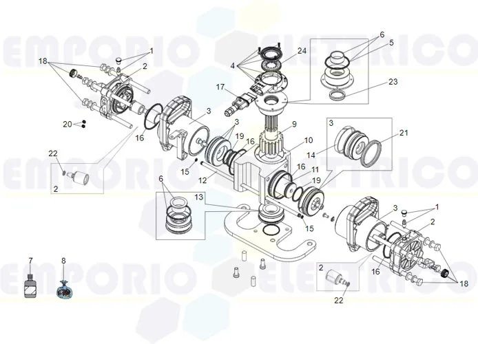 faac page pièces détachées pour moteur s700h vérin 180°