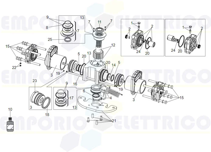 faac page pièces détachées pour moteur vérin s800 enc 100°