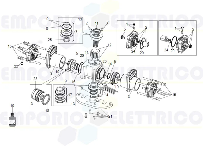 faac page pièces détachées pour moteurs vérin s800 enc 180°