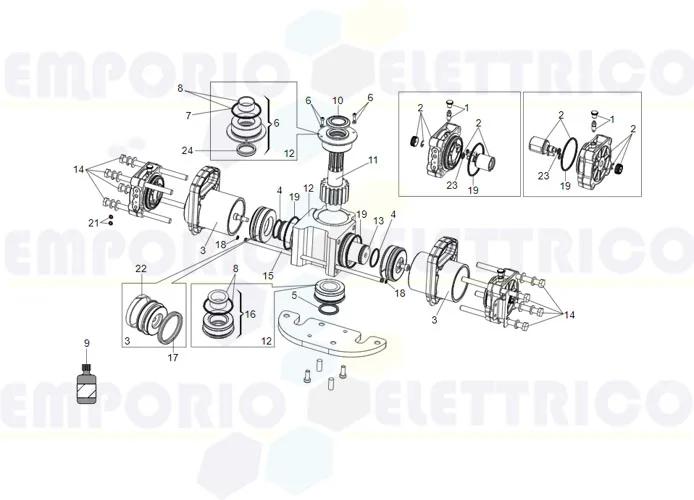 faac page pièces détachées pour moteur vérin s800 100° 