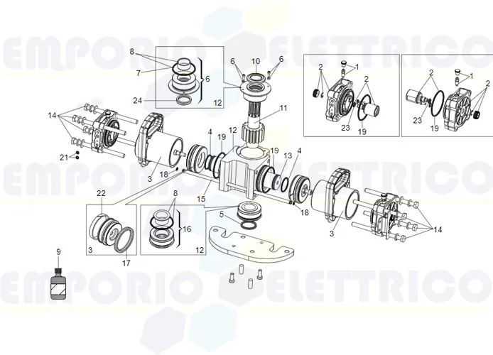 faac page pièces détachées moteur vérin s800 180°