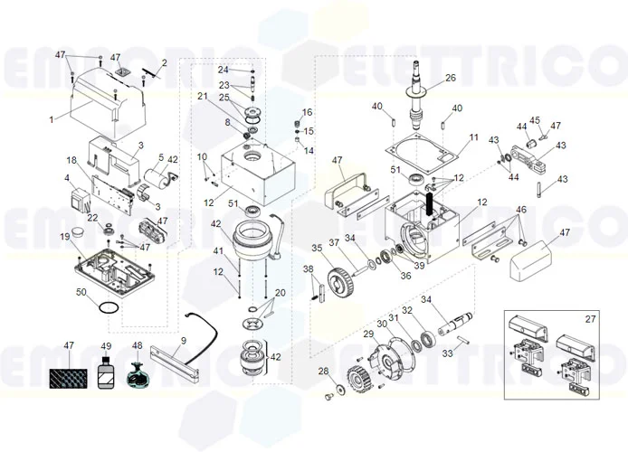 faac page des pièces détachées pour moteur 844 er