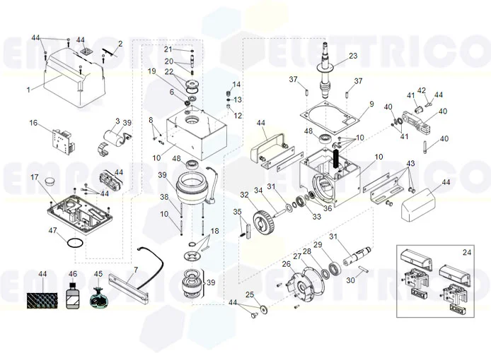 faac page des pièces détachées pour moteur 844 r