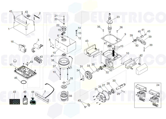 faac page des pièces détachées pour moteur 844 r rev