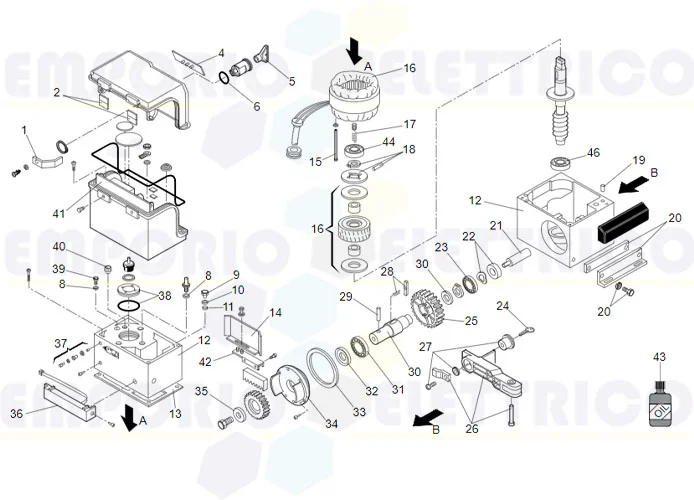 faac page des pièces détachées pour moteur 844 mc 3ph