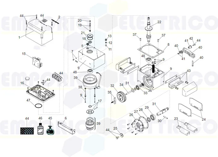 faac page des pièces détachées pour moteur 844 r 3ph 400v