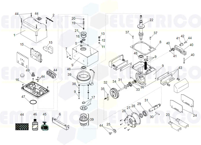 faac page des pièces détachées pour moteur 844 er 3ph