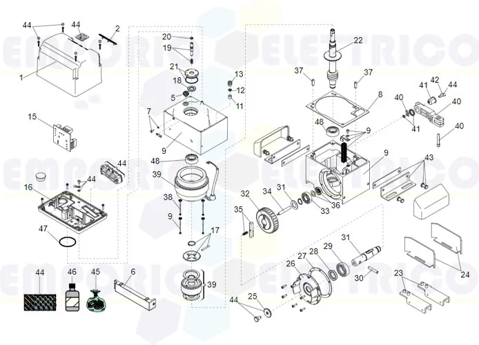 faac page des pièces détachées pour moteur 844 r 3ph 230v