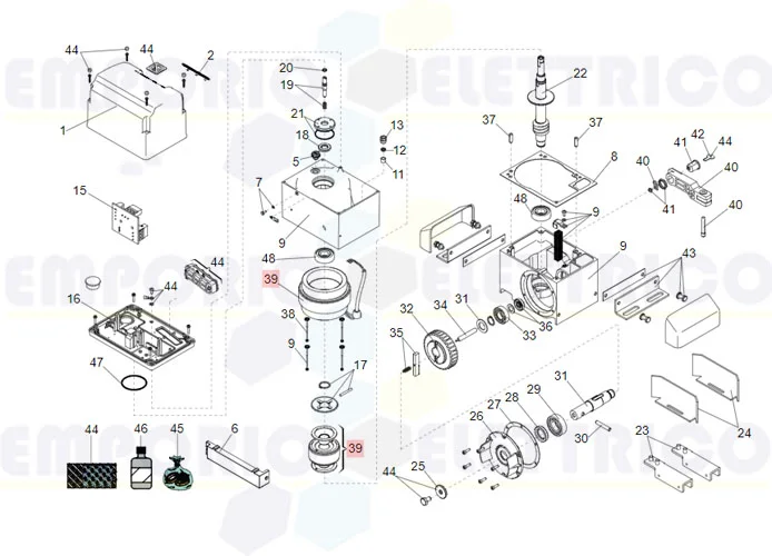 faac pièce détachée moteur 844 3ph 230v 63003164